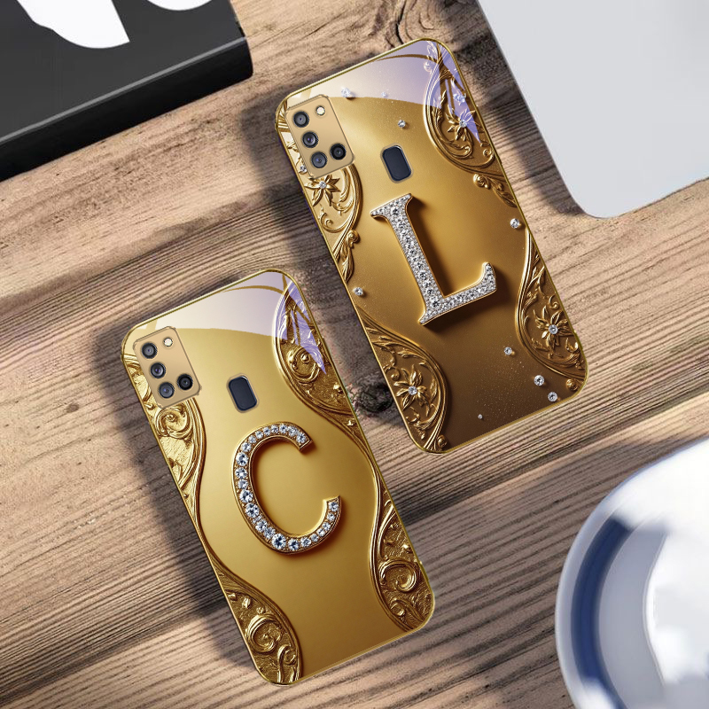 Phone Cases For Samsung A14 - Золотой стеклянный чехол для телефона с