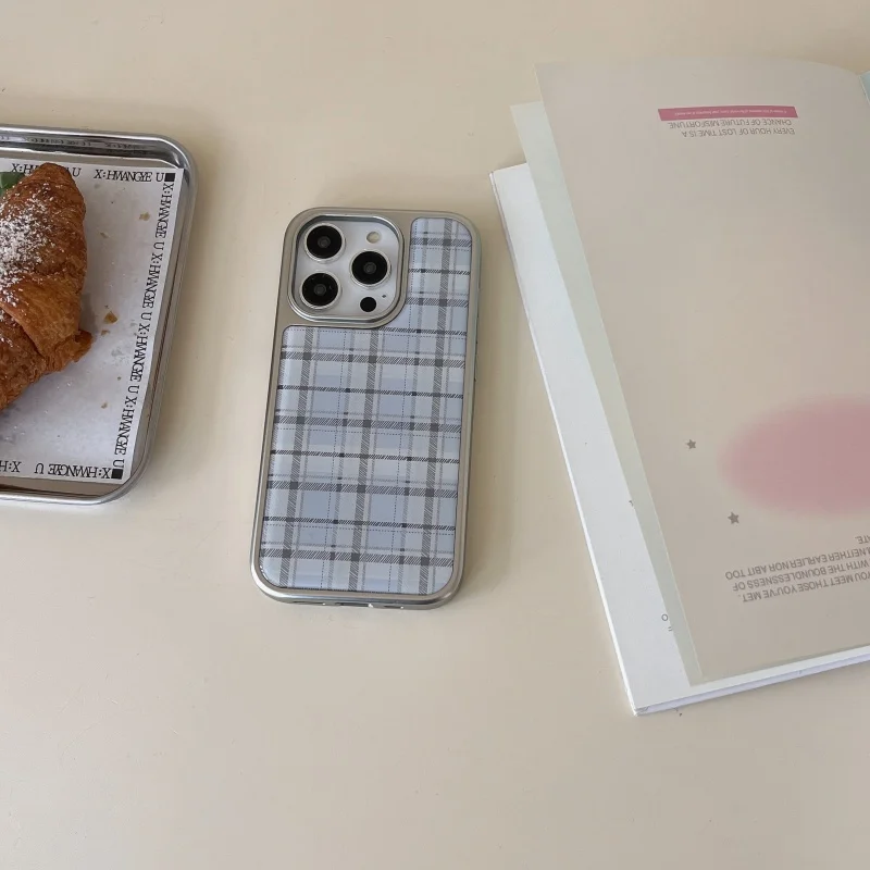 Phone Cases Y2K - Корейский Ins Epoxy Blue Plaid Pattern