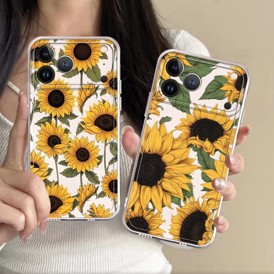 Phone Cases Iphone 11 - Прозрачный чехол с милым узором подсолнухов