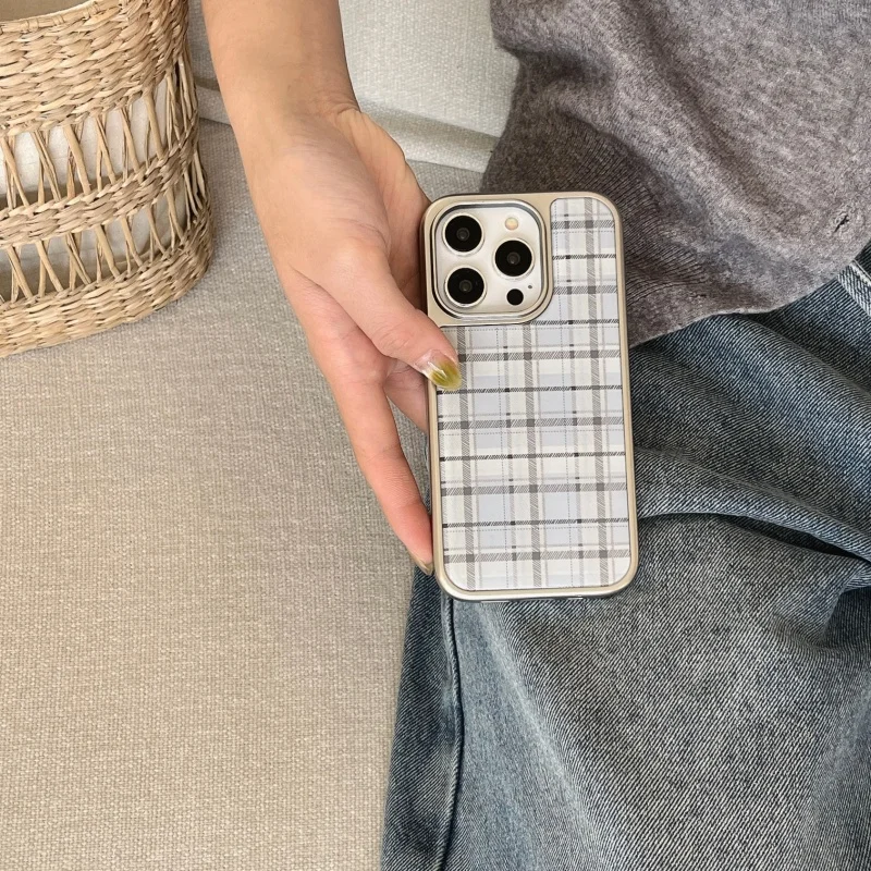 Корейский Ins Epoxy Blue Plaid – обзор и цена Phone Cases Y2K