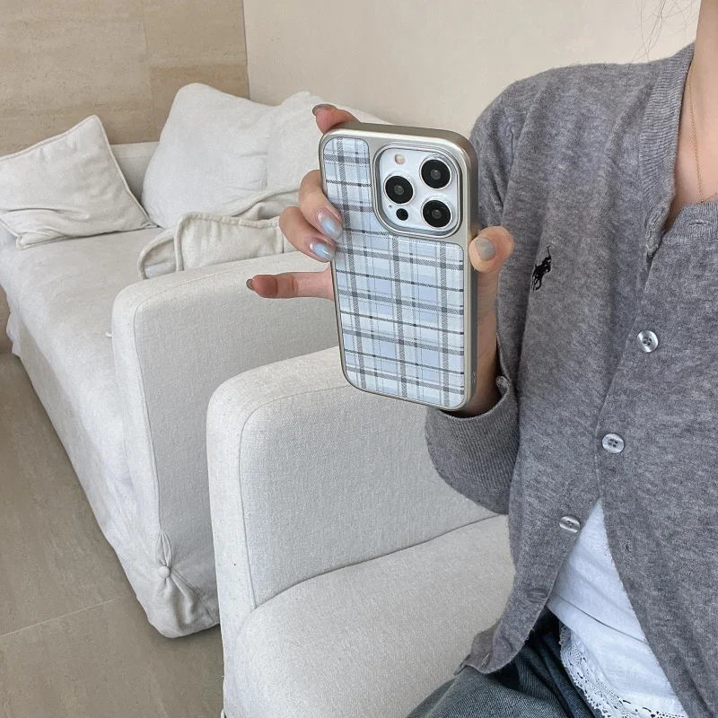 Корейский Ins Epoxy Blue Plaid – обзор и цена Phone Cases Y2K