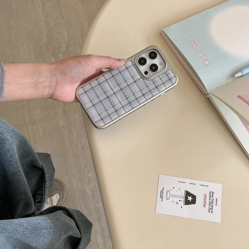 Корейский Ins Epoxy Blue Plaid – обзор и цена Phone Cases Y2K